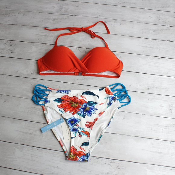 Cupshe Women's Swim Top High Waist Bikini Bottoms Size L Swimsuit Lot - Picture 3 of 9